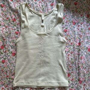 Skims Eggshell White Ribbed Tank Top